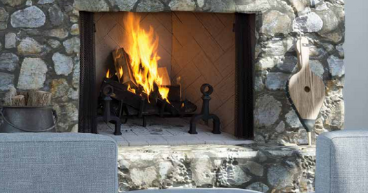Superior 42" Wood-Burning, Radiant, Insulated Fireplace w/Grey Herringbone Refractory Panels, VG42HA, F0629 - Chimney Cricket