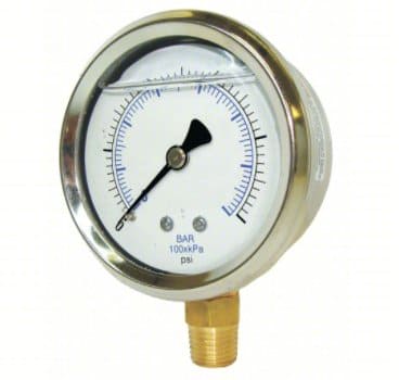 2" Diameter 0-400 Lb. Gauge - 1/4" NPT Male Bottom Mount - Glycerin Filled - Chimney Cricket2" Diameter 0-400 Lb. Gauge - 1/4" NPT Male Bottom Mount - Glycerin Filled