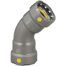 45° Elbow, 1-1/2" Press x 1-1/2" Press, MegaPress-G, Black Steel, Sch. 40 with Yellow Dot, Viega - 25251 (CS1) - Chimney Cricket45° Elbow, 1-1/2" Press x 1-1/2" Press, MegaPress-G, Black Steel, Sch. 40 with Yellow Dot, Viega - 25251 (CS1)